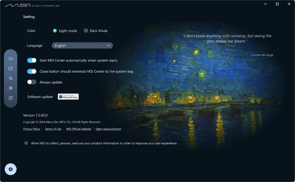 MSI Prestige 14 Flip AI+ Vincent Van Gogh Center S
